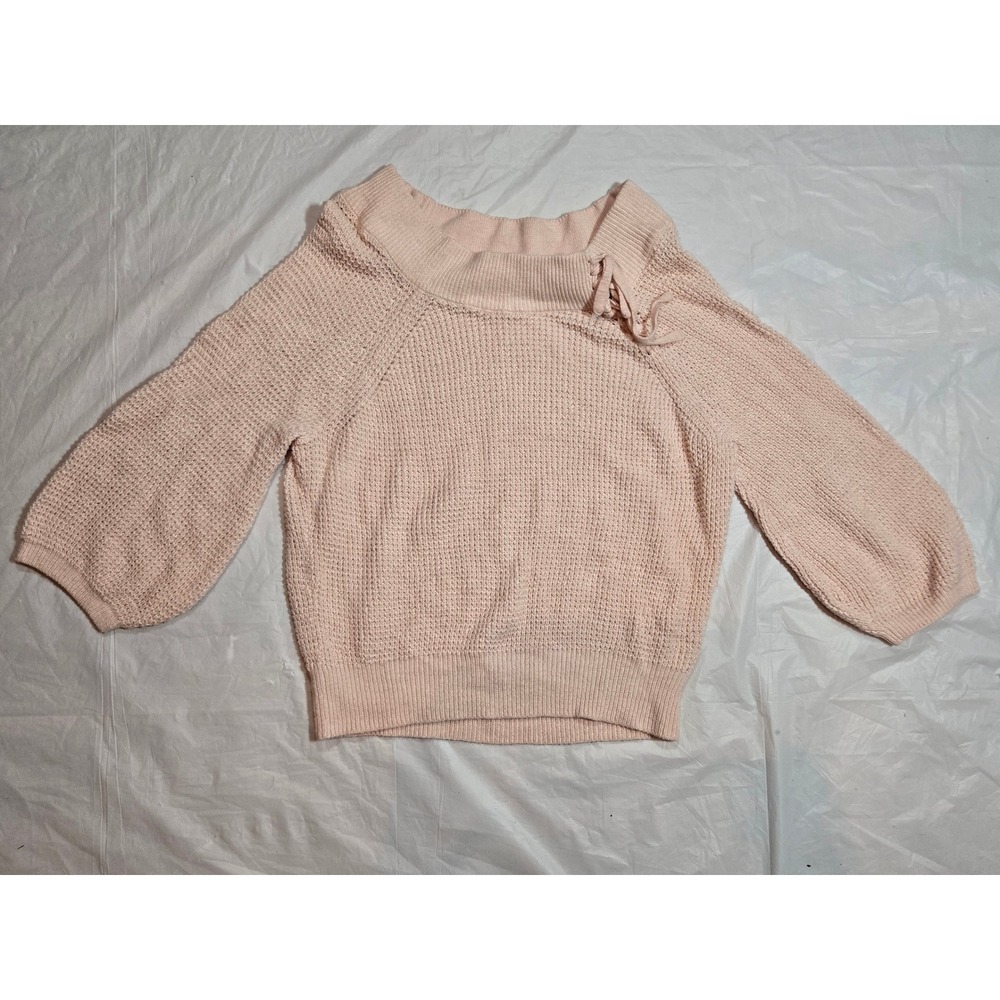 Express S/P Small Petite Pink Lace Up Neck Chunky Knit Sweater 2017